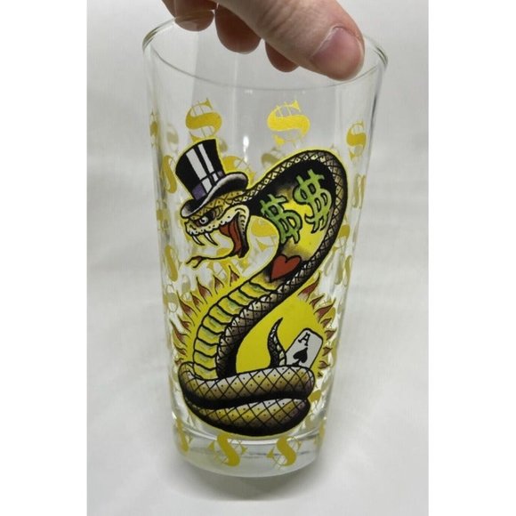 Ed Hardy Tattoo Art Pint Glass Christian Audigier  Las Vegas Skull,Snake,Tiger - Picture 3 of 10